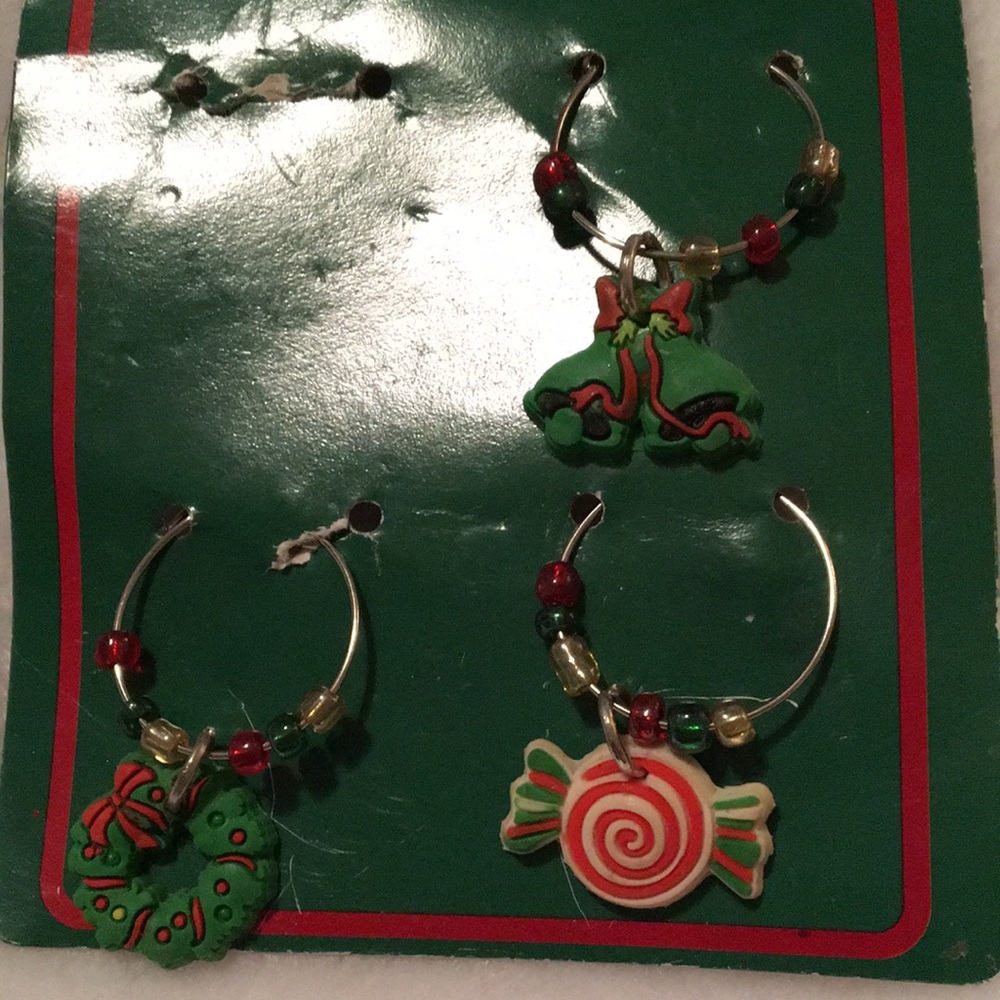 Festive Holiday Wine Glass Charms